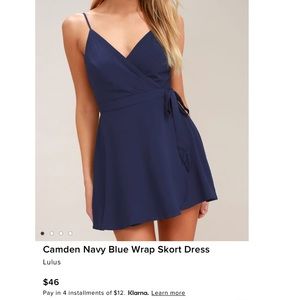 Camden Navy Wrap Skort Dress/Romper (Lulu’s)